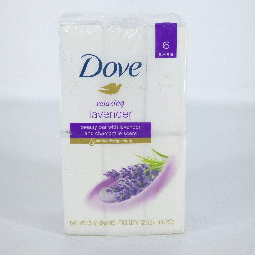 6x Dove Relaxing Lavender Beauty Bar 3.75 oz Chamomile Scent Soap Discontinued